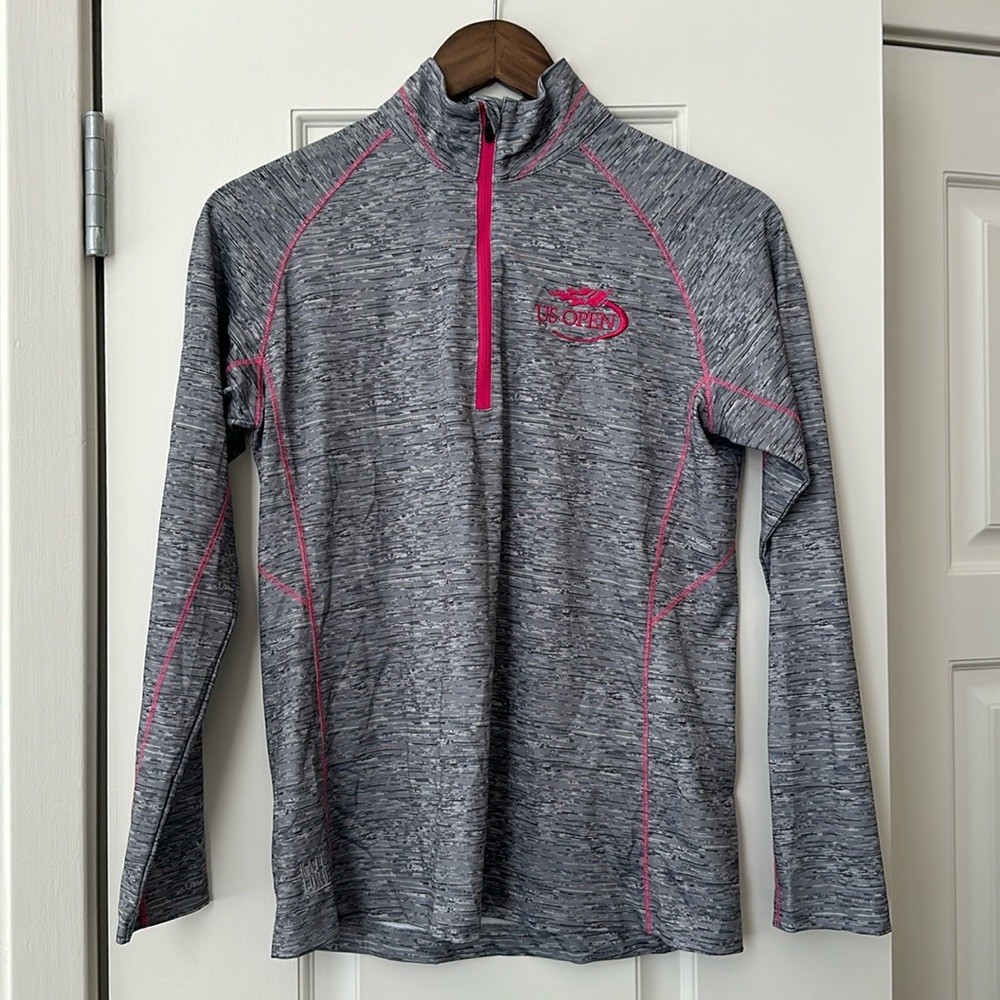 US Open Grey & Pink Q Zip Size S